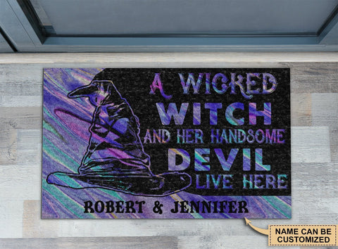 Personalized Wicked Witch Devil Live Here Doormat