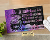 Personalized Witch And Her Little Monsters Live Here Customized Doormat