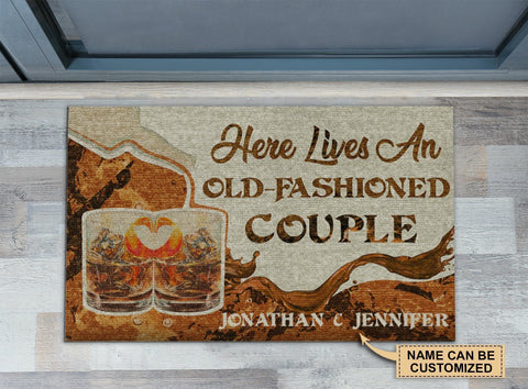 Personalized Cocktail Old-fashioned Couple Customized Doormat