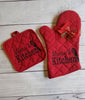 Mama's Kitchen Oven Mitts And Pot Holder Set Housewarming Gift Christmas Gift For Mom