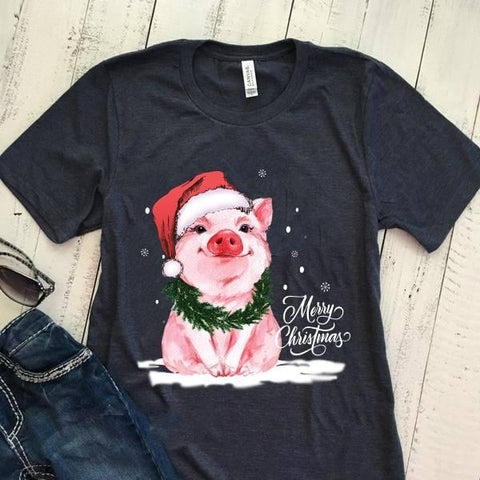 Cute Pig Merry Christmas T-shirt Funny Pig Shirt Christmas Gifts for Pig Lovers