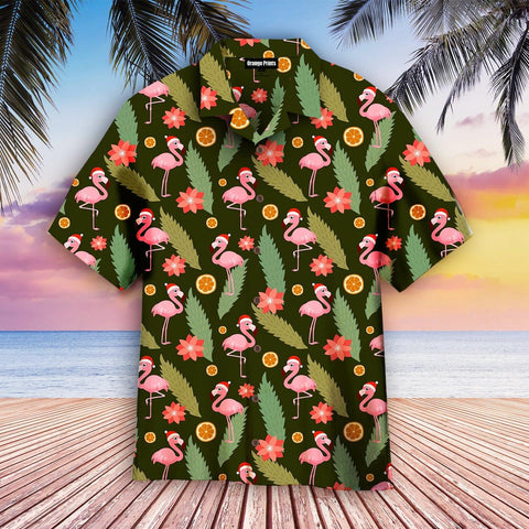 Pink Flamingo Happy Christmas Hawaiian Shirt Summer Beach Clothes Outfit For Men Women ND