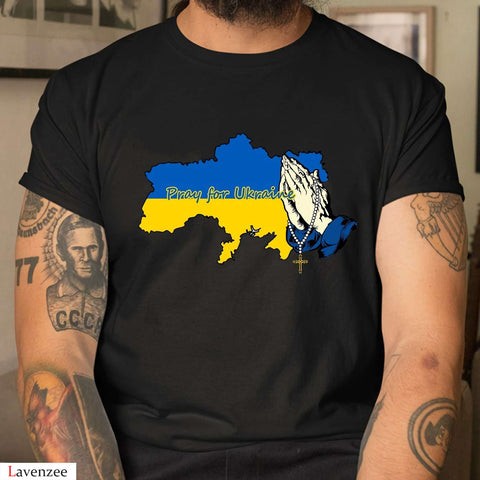 Pray For Ukraine T-Shirt We Stand With The People Of Ukraine Ukrainian Map Shirt Ukraine Support Shirt HN