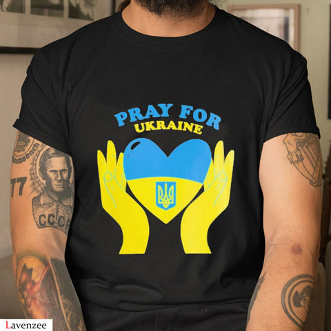 Pray for Ukraine Stand With Ukraine Ukrainian Flag Peace T-Shirt Ukraine Support Shirt HN