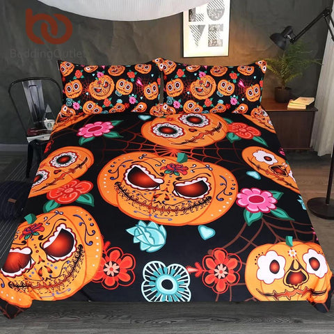 Pumpkin Nightmare Halloween Bedding Set Bedspread Duvet Cover Set Home Decor ND