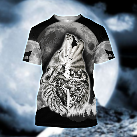 Men Wolf Shirt Wolf Spirit Tattoo Style 3D All Over Printed Hoodie Shirt by SUN QB05302002