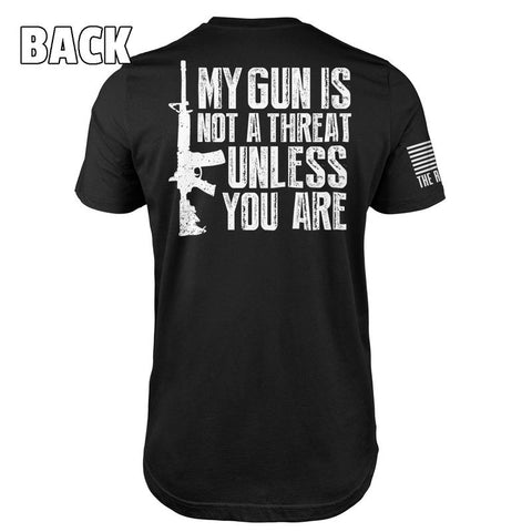 MY GUN IS NOT A THREAT T-SHIRT, patriot shirt, patriot day shirt, My Gun is not a threat gift idea, My gun is not a threat unless you are shirt