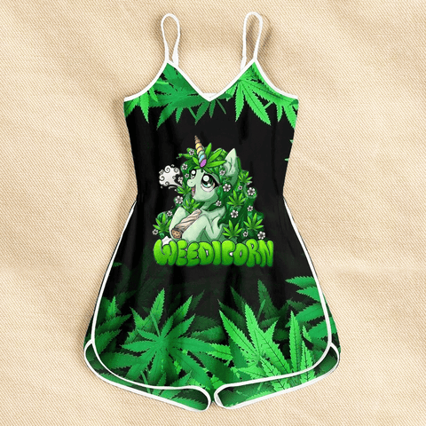 Weedicorn Weed Romper For Women Cannabis Marijuana 420 Weed Clothing Gifts For Unicorn Lovers HT