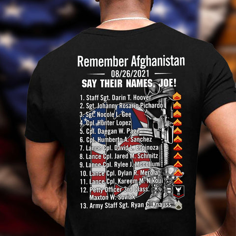 Remember Afghanistan 08 26 Say Their Names Classic T-Shirt 13 Veterans Shirt
