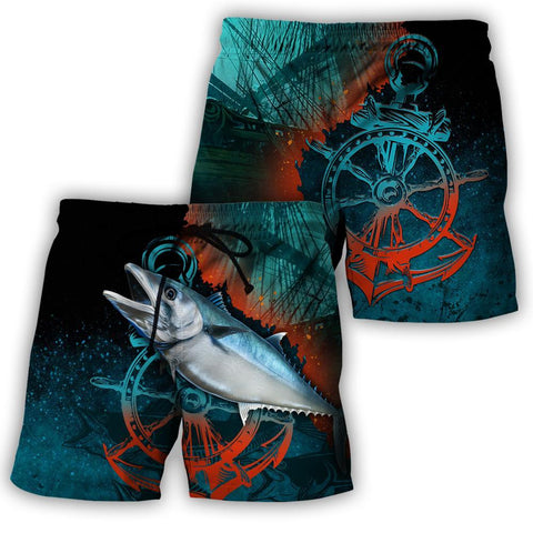 Men Fishing Short Ocean Fishing on the helm 3D all over shirts for men and women