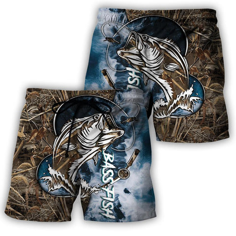 Men Shorts Sea Bass Fishing Huk up Gear 3D Shirts for Men and Women