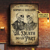 Skeleton Skull Couple Do Us Part Custom Poster, Halloween Decorations, Couple Gift, Gothic Couple, Anniversary, Halloween Party Supplies, Wall Art, Wall Decor, Spirits Halloween