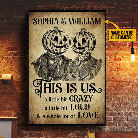 Skeleton Skull Pumpkin Couple This Is Us Custom Poster, Gothic Couple, Anniversary, Wall Pictures, Wall Art, Wall Decor, Halloween