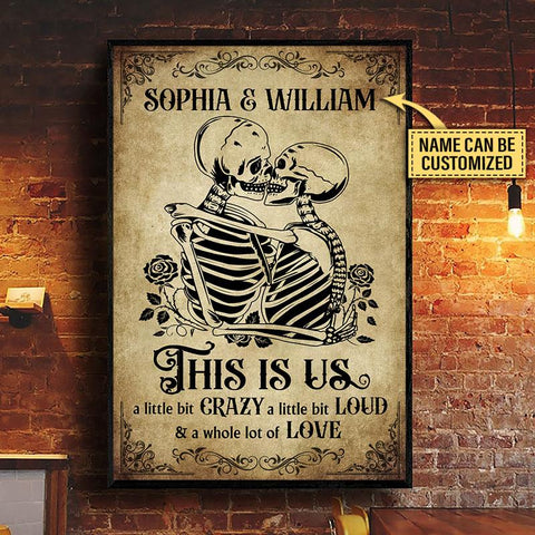 Skeleton Skull Couple This Is Us Custom Poster, Gothic Couple, Anniversary, Wall Pictures, Wall Art, Wall Decor, Halloween