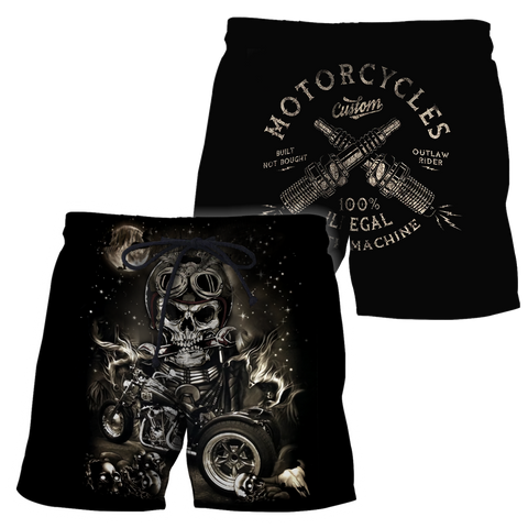 Men Racing Shorts Black Customize Name Motorcycle Racing 3D All Over Printed Unisex Shirts Skull Chopper