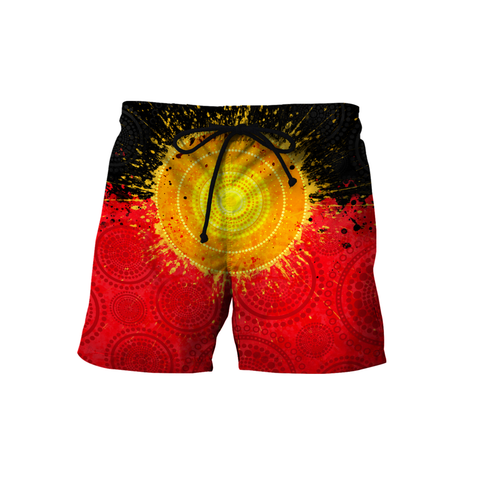 Men Shorts Aboriginal Flag Indigenous Sun Painting Art 3D design Polo shirts