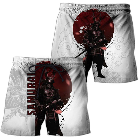 Men Samurai shorts White Premium 3D Printed Personalized Samurai Warrior shorts MEI
