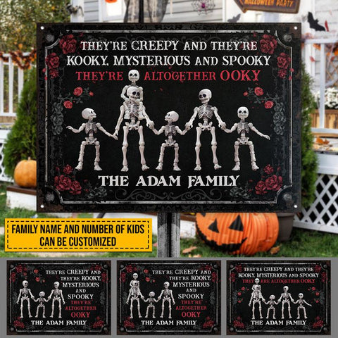Skull Skeleton Family Halloween Creepy Kooky Mysterious Custom Classic Metal Signs