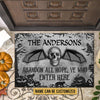 Skull Skeleton Goth Family Halloween Abandon All Hope Custom Doormat