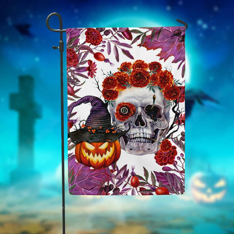 Skull Spooky Pumpkin Double Sided Halloween Garden Flag For Outdoor Yard Decoration Home Decor ND