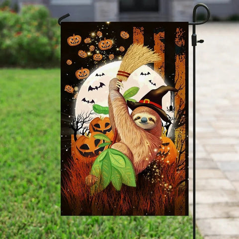 Sloth Happy Halloween Double Sided Halloween Garden Flag For Outdoor Yard Decoration Home Decor ND