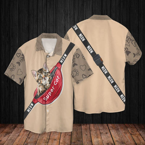 Super Cat Kitten Hawaiian Shirt Summer Beach Clothes Outfit For Men Women ND