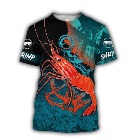 Men Fishing Shirt Shrimp on the helm 3D all over printing shirts for men and women