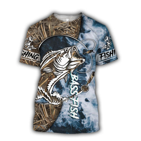 Men Shirt Sea Bass Fishing Huk up Gear 3D Shirts for Men and Women