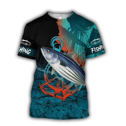 Men Fishing Shirt Saltwater Fishing on the helm 3D all over shirts for men and women