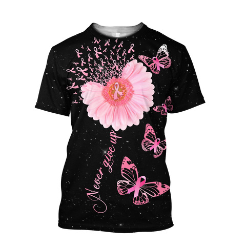 Breast Cancer-Never Give Up  3D All Over Printed Shirts For Men and Women DQB07212008