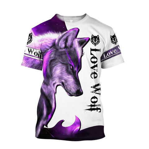 Unisex Wolf Shirt Purple Wolf 3D All Over Printed Hoodie Shirt by SUN QB05282005