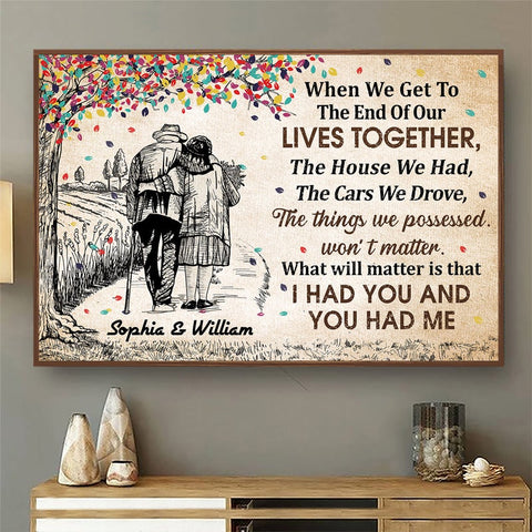 When We Get To The End Old Couple Sketch - Couple Gift - Personalized Custom Canvas