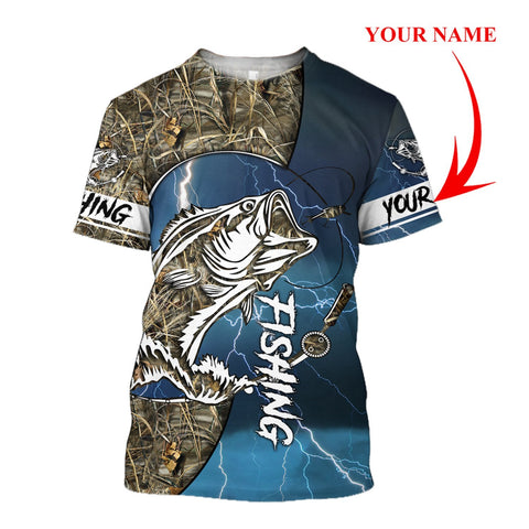 Men Shirt HC Bass fishing Sport - Blue version 3d all over printed shirts for fisher