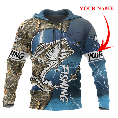 Men Hoodie HC Bass fishing Sport - Blue version 3d all over printed shirts for fisher