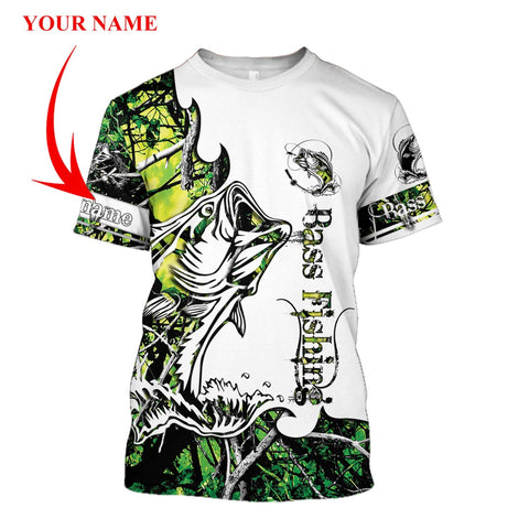 Men Shirt Green Bass Fishing Sport 3D all over printed shirts for men and women