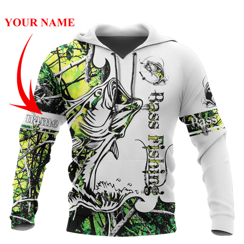 Men Hoodie Green Bass Fishing Sport 3D all over printed shirts for men and women