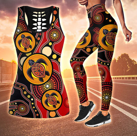 Aboriginal Australia Indigenous Turtles Painting Art Combo (Legging+Tank)