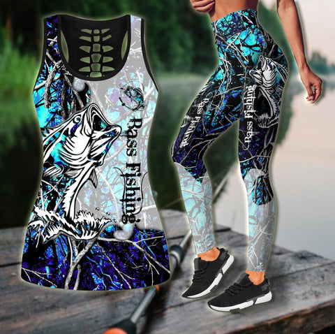 Bass Fishing - Water Camo Combo Legging + Tank fishing outfit for women