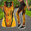 Aboriginal Australia Rock Painting Hand Lizard Art Golden Style Combo (Legging+Tank)