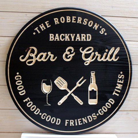 Bar And Grill Sign Bar Signs BBQ Signs Personalized Bar Sign Wood Sign, Gifts For Him, Gifts For Father’s Day