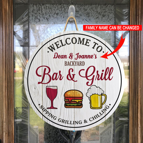 Backyard Bar and Grill Custom Metal Sign, Gifts for Father’s Day, Custom Backyard Bar Wood Sign