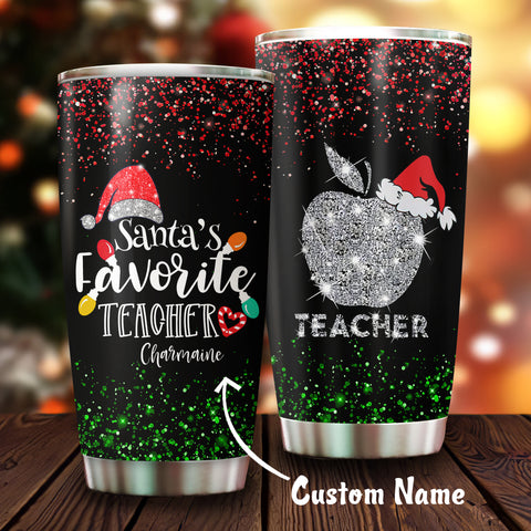 Santa’s favorite teacher Custom Tumbler TTM