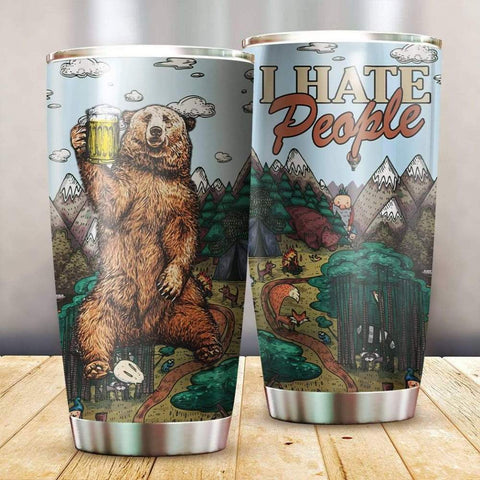Thermo Tumbler Camping Bear I Hate People Size 20 oz