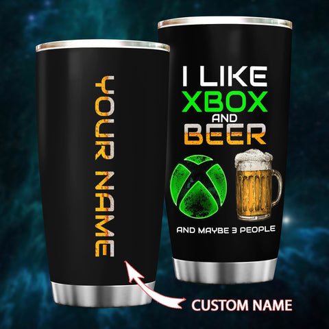 I like video game and beer and maybe 3 people 3D Tumbler Custom HA