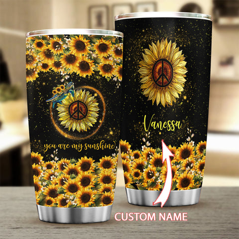 Personalized You are my sunshine Turtles Sunflower Tumbler TD