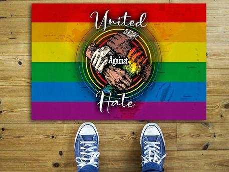 United Against Hate LGBT Rainbow Doormat