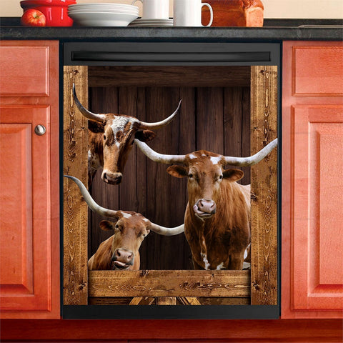 Cattle Lovers Wooden Art Dishwasher Cover Kitchen Decor Farmhouse Decorations HT