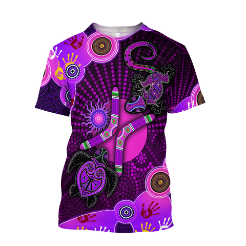 Aboriginal Naidoc Week 2021 Purple Turtle Lizard Sun 3D print shirts