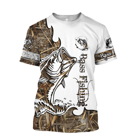 Men Shirt Bass Fishing Sport Muddy Water Camo tattoo 3D shirts for men and women