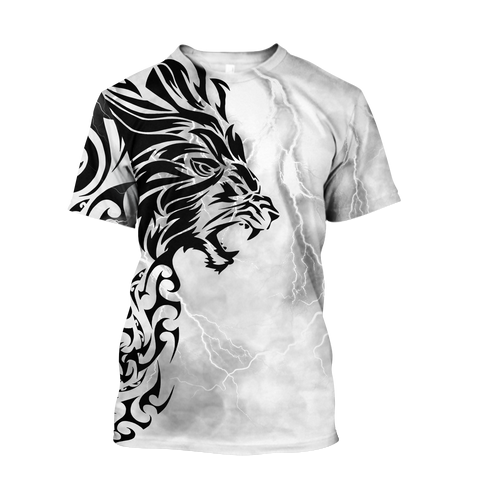 Men Tattoo Shirt White Premium Tribal Tattoo Lion 3D Printed Unisex Shirts